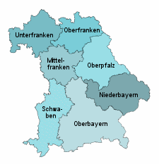 Bayerische Regierungsbezirke Karte der bayerischen Regierungsbezirke