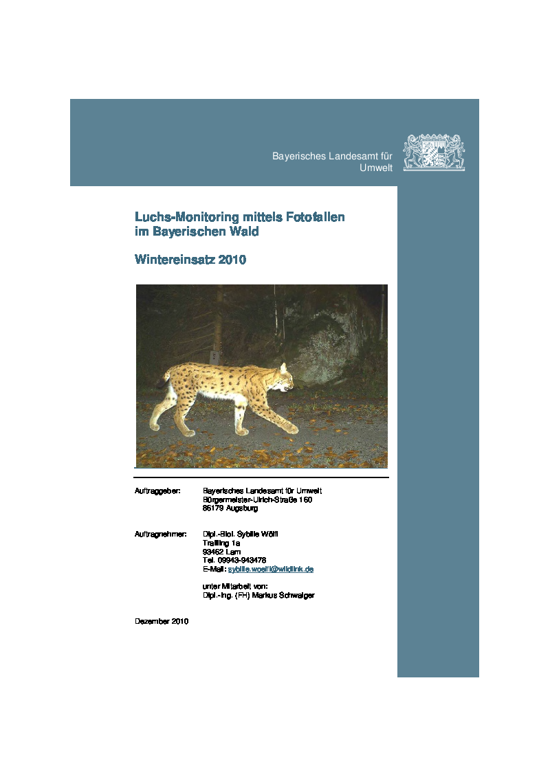 Luchs-Monitoring mittels Fotofallen im Bayerischen Wald